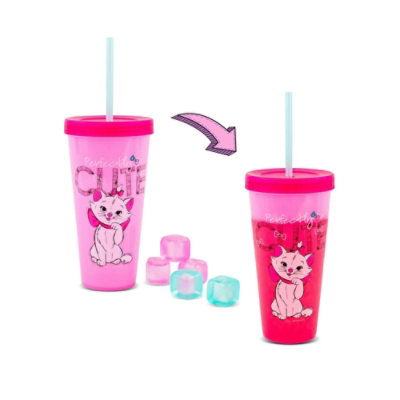 Silver Buffalo Disney The Aristocats Marie Color-Changing Plastic Tumbler | Holds 24 Ounces - Image 1