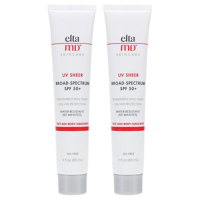 Elta MD UV Sheer Broad Spectrum SPF 50+ Face and Body Sunscreen 3 oz 2 Pack - Image 1
