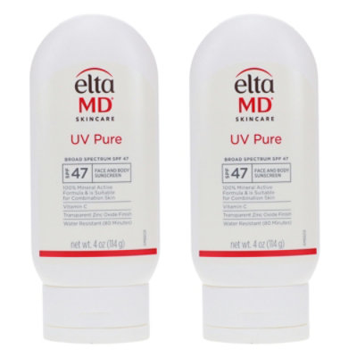 EltaMD UV Pure Broad Spectrum SPF 47 Face and Body Sunscreen 4 oz 2 Pack - Image 1