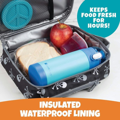 Bentology Insulated Lunch Box w Snack Pocket & Water Bottle Holder-Boys or Kids Pirate School Lunchbox Tote Keeps Food Hotter or Colder Longer - Image 2
