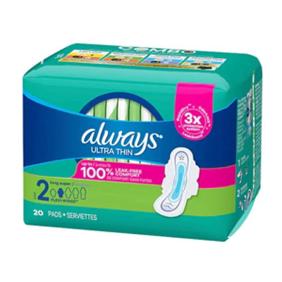 Always Ultra Thin Super Long W/Wing 20 ct - Case - 6 Units - Image 1