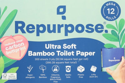 Repurpose Bamboo Toilet Paper 3ply 300 Sheets 12pk - 12 RL - Image 3