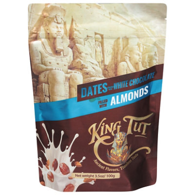 King Tut Dates Wht Choco Almonds - 3.5 OZ - Image 1