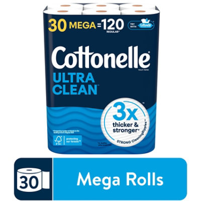 Cottonelle Ultra Clean Mega Toilet Paper Rolls, 284 Sheets Per Roll - 30 Count - Image 1