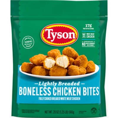 Tyson Lightly Breaded Boneless Chicken Bites - 1.25 Lb - Image 1