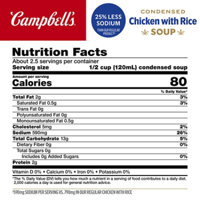 Campbell's Cond 25% Ls Chicken And Rice Soup - 10.5 OZ - Image 4