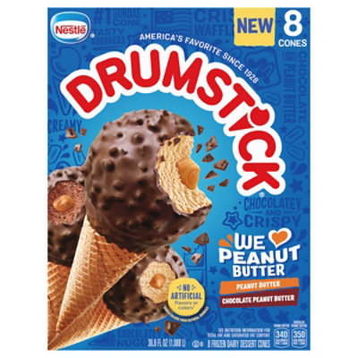 Drumstick We Love Peanut Butter Ice Cream Cones 8 Ct - 8 CT - Image 2