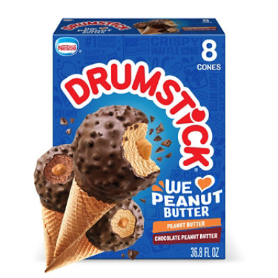 Drumstick We Love Peanut Butter Ice Cream Cones 8 Ct - 8 CT - Image 2