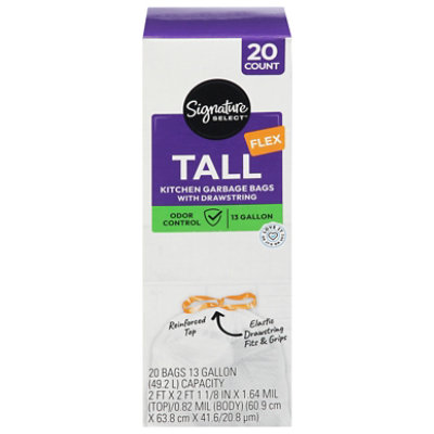 Signature Select Bag Tall Kitchen With Drawstring 13 Gallon 20 Ct - 20 CT