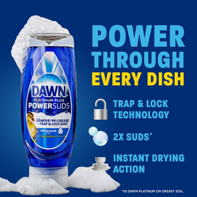 Dawn Platinum Plus Power Suds Dishwashing Liquid, Fresh Rain - 51.5 Oz - Image 3