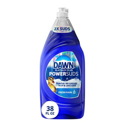 Dawn Platinum Plus Power Suds Dishwashing Liquid, Fresh Rain - 38 Oz