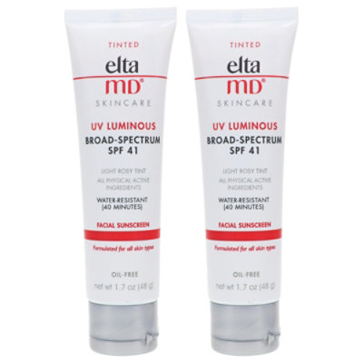EltaMD UV Luminous Broad-Spectrum SPF 41 Facial Sunscreen 1.7 oz 2 Pack - Image 1