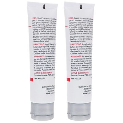 EltaMD UV Luminous Broad-Spectrum SPF 41 Facial Sunscreen 1.7 oz 2 Pack - Image 3