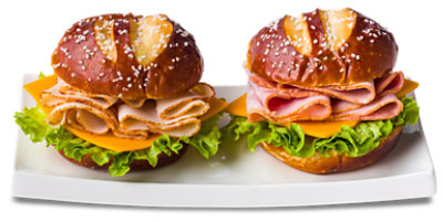 ReadyMeals Boars Head Ham & Turkey Pretzel Sandwich Duo - Ready2Eat - Each - Image 1