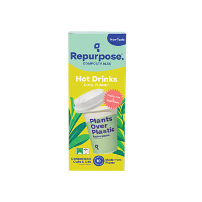 12oz 10ct Cup & Lid Set Compostable - 10 CT - Image 2