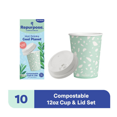 12oz 10ct Cup & Lid Set Compostable - 10 CT - Image 2