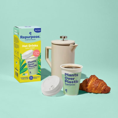 12oz 10ct Cup & Lid Set Compostable - 10 CT - Image 3