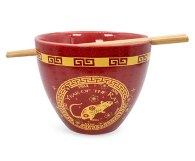 Boom Trendz Year Of The Rat Chinese Zodiac 16-Ounce Ramen Bowl and Chopstick Set - Image 1