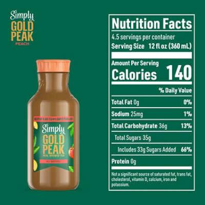 Simply Gold Peak Tea & Peach Bottle 52 Fl Oz - 52 FZ - Image 5