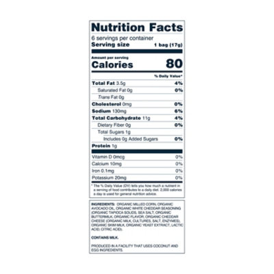 Lesser Evil Corn Puffs Real Cheddar 6ct - 6 CT - Image 2