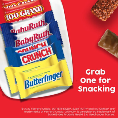 Butterfinger CRUNCH Baby Ruth & 100 Grand Assorted Fun Size Chocolate Candy Bars - 60 - 37.2 Oz - Image 4