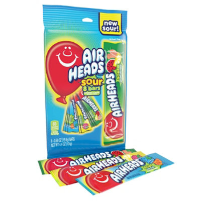 Airheads Sour Assorted Flavors 8 Count Pack Of Individually Wrapped Full-sized Candy Bars - 4.4 OZ - Image 2