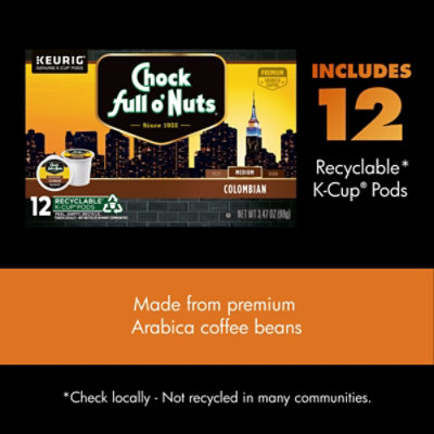Chock Full O'nuts Single Serve 12 Count Colombian K-cup - 3.47 OZ - Image 5