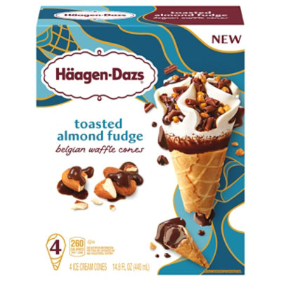 Haagen Dazs Toasted Almond Fudge Belgian Waffle Cones  4ct, 14.88 Fz - 14.88 FZ - Image 2