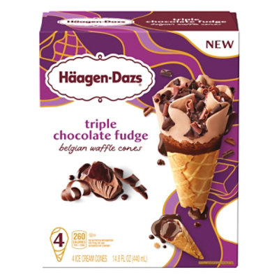 Haagen Dazs Triple Chocolate Fudge Belgian Waffle Cones - 14.88 FZ - Image 2