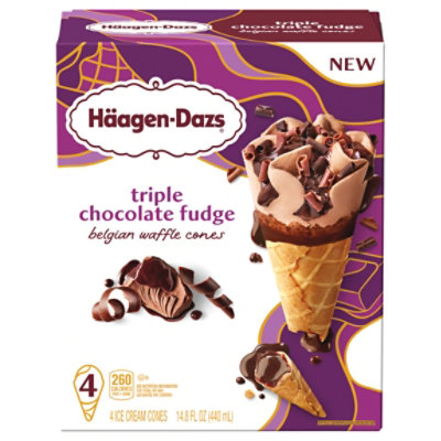 Haagen Dazs Triple Chocolate Fudge Belgian Waffle Cones - 14.88 FZ - Image 1