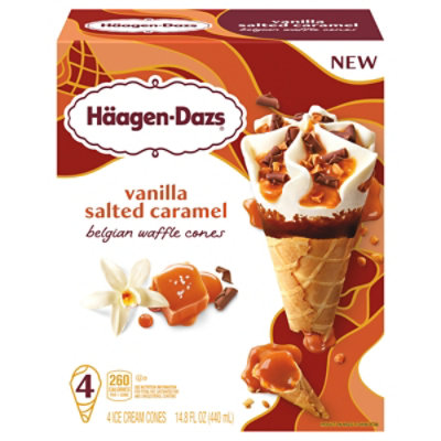 Haagen Dazs Vanilla Salted Caramel Belgian Waffle Cones  4ct, 14.88 Fz - 14.88 FZ - Image 3