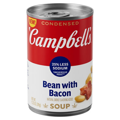 Campbells Condensed Lower Sodium Bean With Bacon Soup Natural Smoke Flavoring Added 11.25 Oz - 11.25 OZ - Image 1