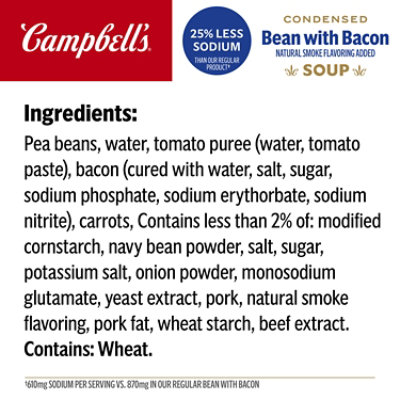 Campbells Condensed Lower Sodium Bean With Bacon Soup Natural Smoke Flavoring Added 11.25 Oz - 11.25 OZ - Image 5