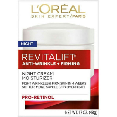 L'Oreal Paris, RevitaLift Anti-Wrinkle + Firming Night Cream Moisturizer 1.7 oz - Image 1