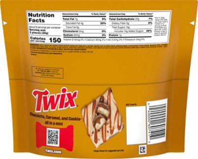Twix Minis Caramel and Milk Chocolate Candy Bars Sharing Size Resealable Bag - 9.7 Oz - Image 6