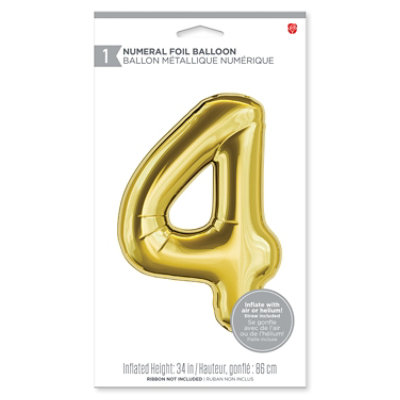 American Greetings Number '4' Gold Foil Large Balloon - Each - Image 2