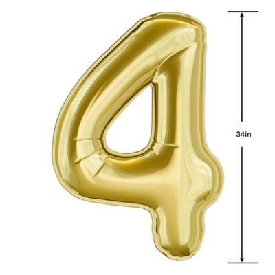 American Greetings Number '4' Gold Foil Large Balloon - Each - Image 3
