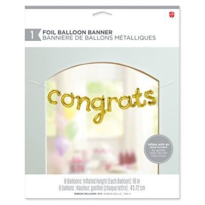American Greetings 'Congrats' Gold Foil Balloon Banner 8 Count - Each - Image 2