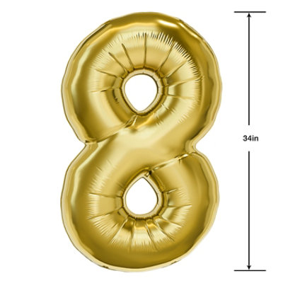 American Greetings Number '8' Gold Foil Large Balloon - Each - Image 3
