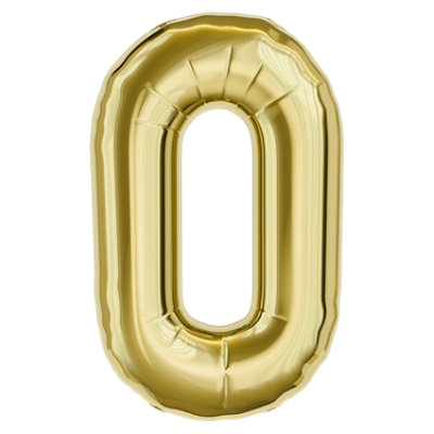 American Greetings Number '0' Gold Foil Large Number Balloon - Each - Image 1