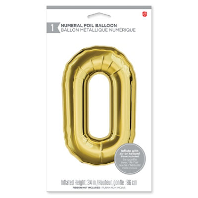 American Greetings Number '0' Gold Foil Large Number Balloon - Each - Image 2