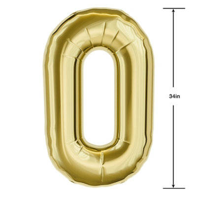 American Greetings Number '0' Gold Foil Large Number Balloon - Each - Image 3