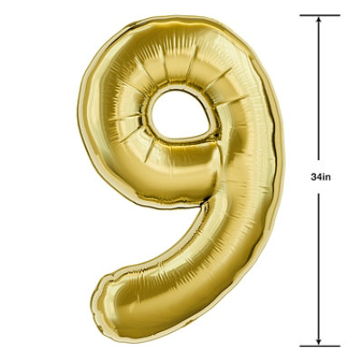 American Greetings Number '9' Gold Foil Large Number Balloon - Each - Image 3