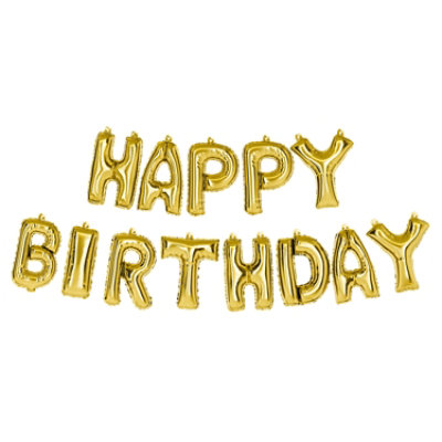 American Greetings Gold ' Happy Birthday' Ballon Banner 13 Count Set - Each - Image 1