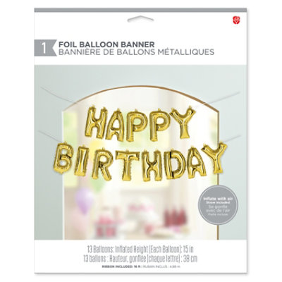 American Greetings Gold ' Happy Birthday' Ballon Banner 13 Count Set - Each - Image 2
