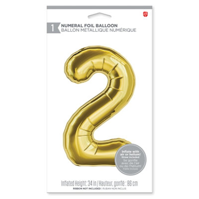 American Greetings Gold Foil Number '2' Large Balloon - Each - Image 2