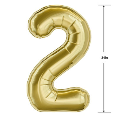 American Greetings Gold Foil Number '2' Large Balloon - Each - Image 1