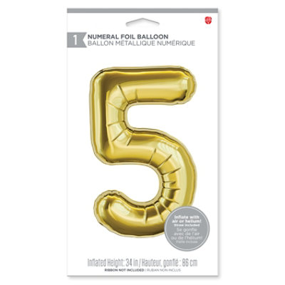 American Greetings Number '5' Gold Foil Large Balloon - Each - Image 2