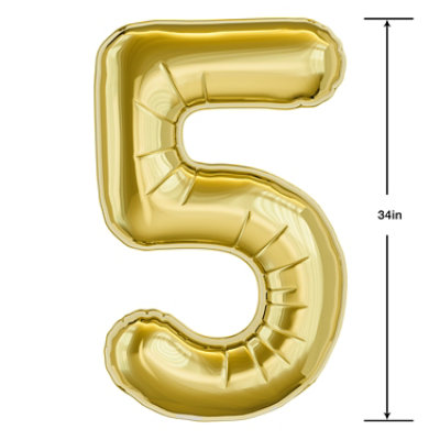 American Greetings Number '5' Gold Foil Large Balloon - Each - Image 3