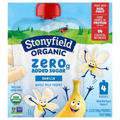 Stonyfield Org Kids Zero G Added Sugar Whole Milk Yogurt Pouches, Banilla, 4-3.5 Oz - 4-3.5 OZ - Image 2